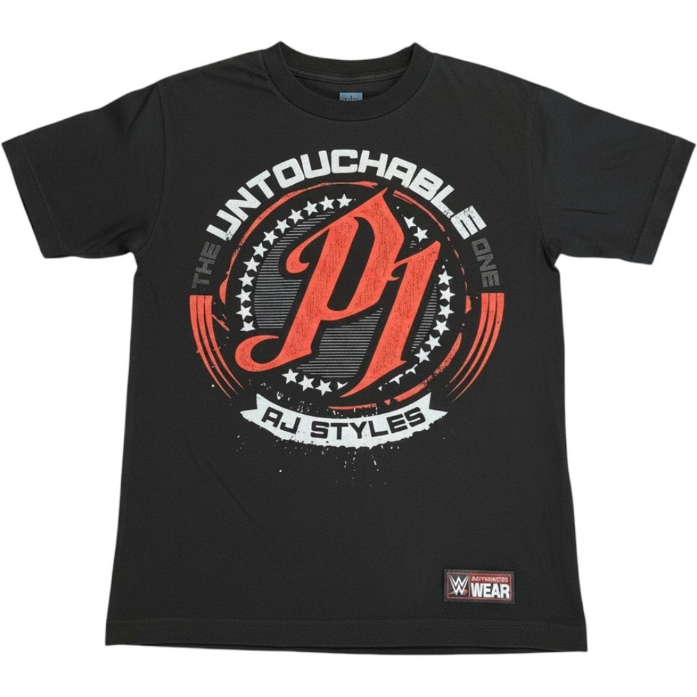 WWE AJ Styles The Untouchable One P1 Graphic T-Shirt Mens Small Black‎ Wrestling